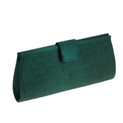 Pochette Aspect Sisal Fermé Avec Rabat Aimant Vert Foncé -Accessoires De Mode pdtimg 3706257hd