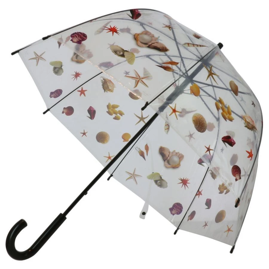 Parapluie Cloche Transparent Imprimé Avec De Coquillages 4 Parapluie Cloche Transparent Imprimé Avec De Coquillages – Image 2