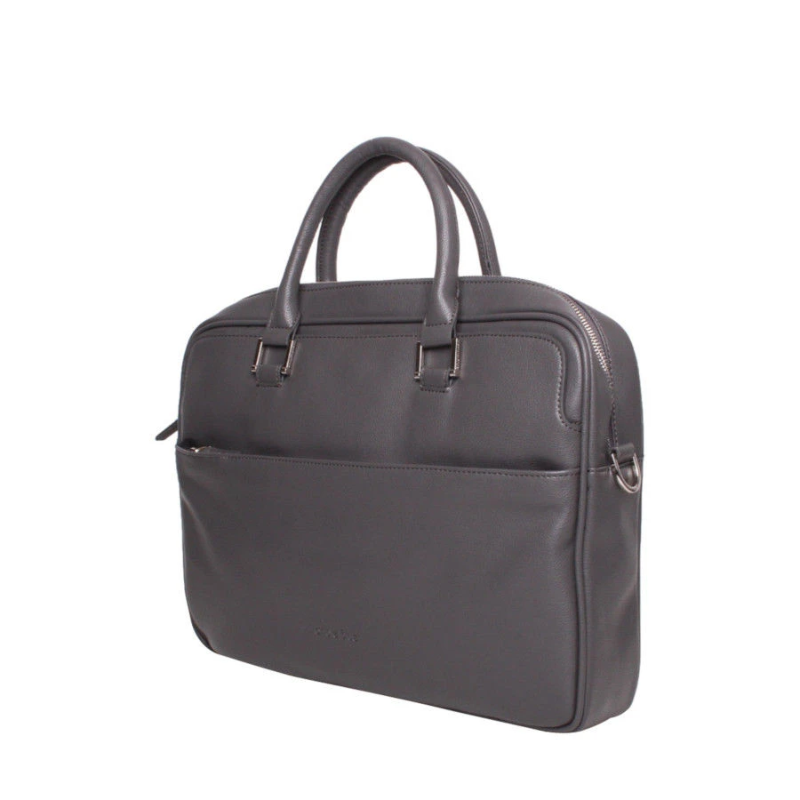 Sac Serviette à 2 Poignées Avec Poche Frontale Gris 5 Sac Serviette à 2 Poignées Avec Poche Frontale Gris – Image 3