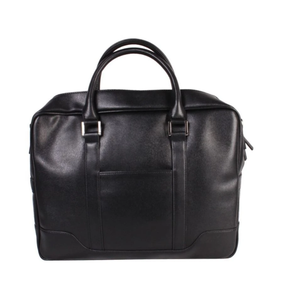 Sac Serviette Aspect Cuir à 1 Compartiment Zippé Noir 5 Sac Serviette Aspect Cuir à 1 Compartiment Zippé Noir – Image 3