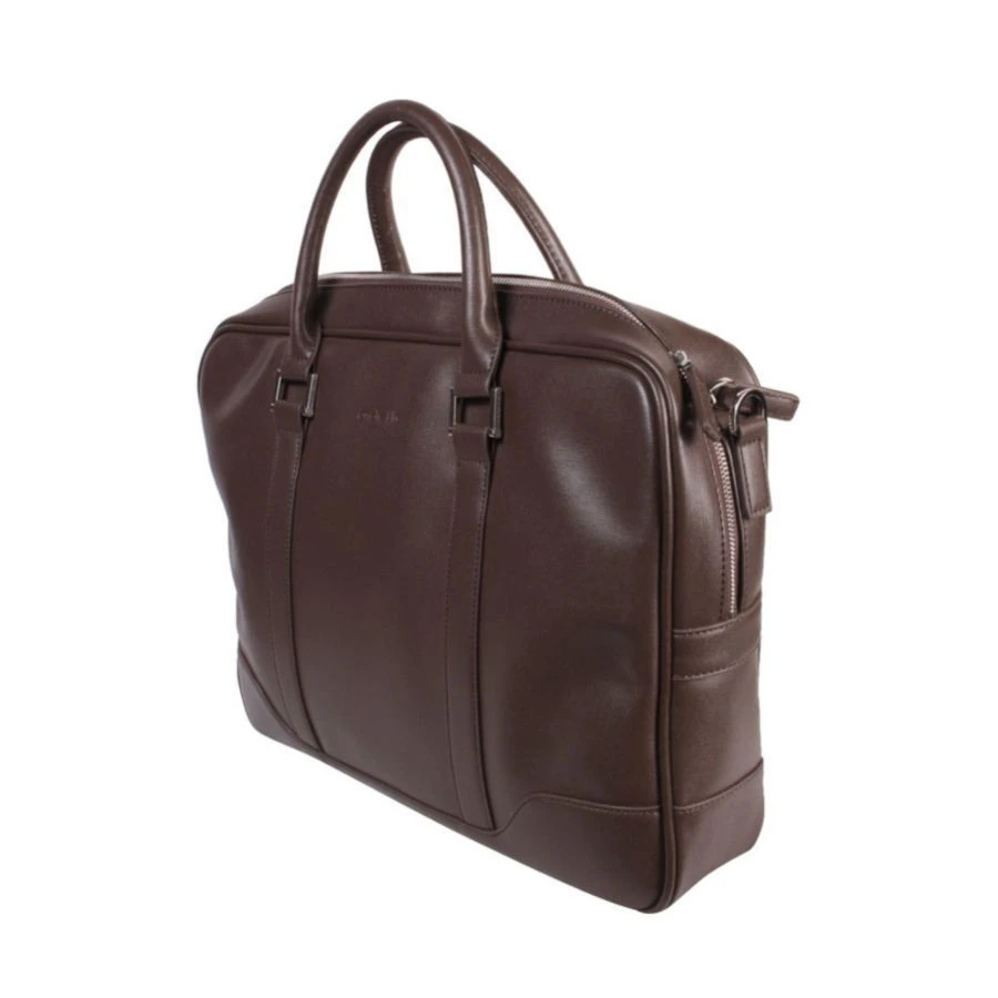 Sac Serviette Aspect Cuir à 1 Compartiment Zippé Marron 4 Sac Serviette Aspect Cuir à 1 Compartiment Zippé Marron – Image 2