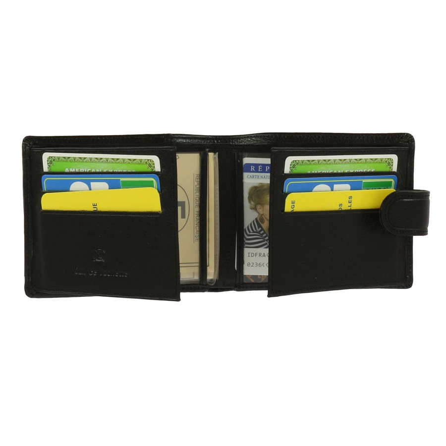 Portefeuille à L'italienne En Cuir De Vachette Noir Avec Protection Anti Fraude 5 Portefeuille à L'italienne En Cuir De Vachette Noir Avec Protection Anti Fraude – Image 3