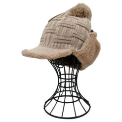 Bonnet Adulte Style Chapka Maille Tricotée Avec Pompon -Accessoires De Mode pdtimg 4502343hd