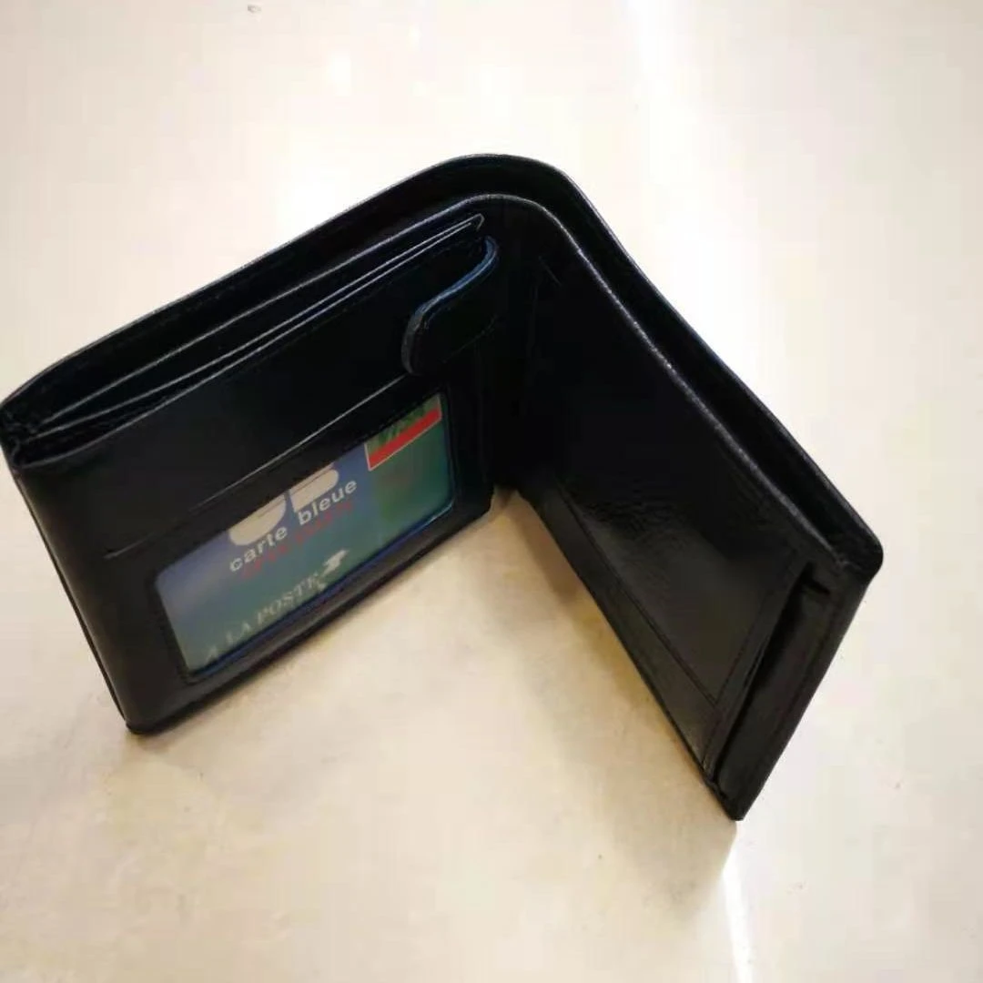 Portefeuille à L'italien 3 Volets En Cuir De Vachette Marine + Système Anti-piratage 4 Portefeuille à L'italien 3 Volets En Cuir De Vachette Marine + Système Anti-piratage – Image 2