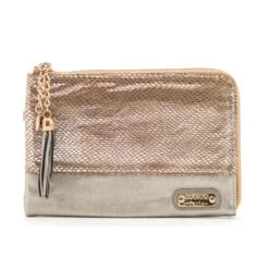 Pochette Bimatière Zippée à Découpe En Peau De Serpent -Accessoires De Mode pdtimg 4586043hd