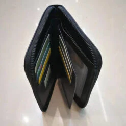 Portefeuille Zippé à Volets En Cuir De Vachette Noir Avec Protection Anti Piratage -Accessoires De Mode pdtimg 4593653hd