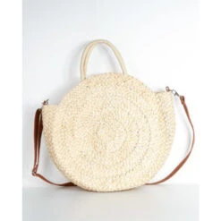 Sac à Main Rond En Raphia à Motif Bande Tricolore Vert -Accessoires De Mode pdtimg 4607289hd