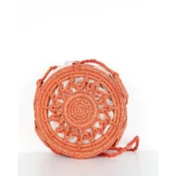 Sac Bandoulière Rond Ajouré En Raphia Tressé Rouge -Accessoires De Mode pdtimg 4607326hd