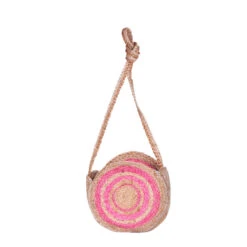 Sac Bandoulière Rond Toile De Jute à Motifs Circulaires Rose -Accessoires De Mode pdtimg 4612885hd