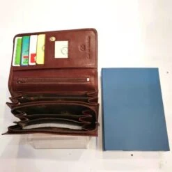 Portefeuille Compact à Rabat En Cuir Marron Avec Protection Anti Piratage -Accessoires De Mode pdtimg 4624653hd