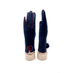 Gants Tactiles Bleu Marine Ornés De Pompon Avec Fente -Accessoires De Mode pdtimg 4624871hd