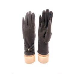 Gants Tactiles Gris Foncé Avec Nœud Papillon Et Perle -Accessoires De Mode pdtimg 4624913hd