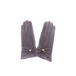 Gants Tactiles Gris Foncé Avec Nœud Papillon Et Perle -Accessoires De Mode pdtimg 4624915hd