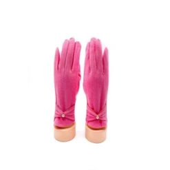 Gants Tactiles Vieux Rose Avec Nœud Papillon Et Perle -Accessoires De Mode pdtimg 4624924hd