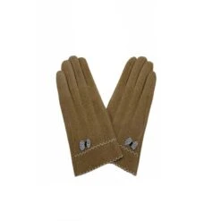 Gants Tactiles à Petit Nœud Et Couture Zig-zag Taupe Foncé -Accessoires De Mode pdtimg 4624942hd