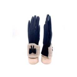 Gants Tactiles à Détail Fausse Fourrure Et Nœud Noir -Accessoires De Mode pdtimg 4624950hd