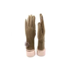 Gants Tactiles Unis à Pompon En Fausse Fourrure Taupe Clair -Accessoires De Mode pdtimg 4624988hd