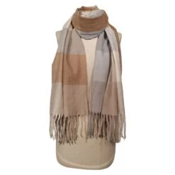 Écharpe Imprimée En Grands Carreaux Avec Franges -Accessoires De Mode pdtimg 4630512hd