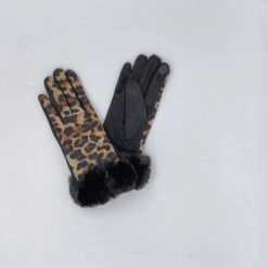 Gants En Léopard Avec Fausse Fourrure Autour Du Poignet -Accessoires De Mode pdtimg 4635428hd