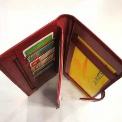 Portefeuille En Cuir Véritable Fermé Bouton Pression Rouge + Protection Anti Piratage -Accessoires De Mode pdtimg 4643092hd