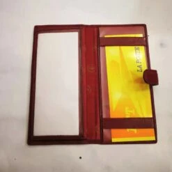 Portefeuille En Cuir Véritable Fermé Bouton Pression Rouge + Protection Anti Piratage -Accessoires De Mode pdtimg 4643094hd