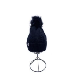Bonnet Fin En Tricot à Pompon Avec Motif De Tresses Noir -Accessoires De Mode pdtimg 4644036hd
