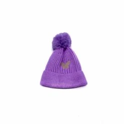 Bonnet Côtelé à Pompon Parme Avec Broderie Papillon -Accessoires De Mode pdtimg 4644052hd