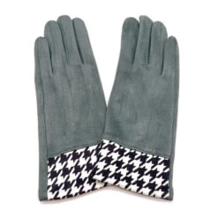 Gants Tactiles à Motif Pied De Poule Aux Poignets Bleu -Accessoires De Mode pdtimg 4645596hd