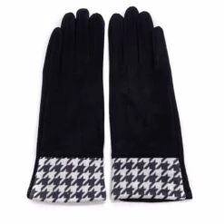 Gants Tactiles à Motif Pied De Poule Aux Poignets Noir -Accessoires De Mode pdtimg 4645602hd