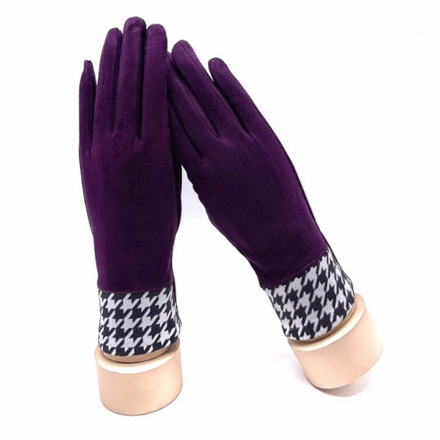 Gants Tactiles à Motif Pied De Poule Aux Poignets Parme 4 Gants Tactiles à Motif Pied De Poule Aux Poignets Parme – Image 2