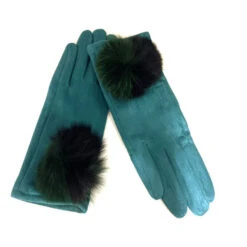 Gants Tactiles Bleu Canard Avec Pompon à Deux Couleurs -Accessoires De Mode pdtimg 4645637hd