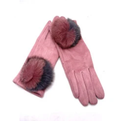 Gants Tactiles Rose Avec Pompon à Deux Couleurs -Accessoires De Mode pdtimg 4645663hd