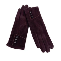 Gants Tactiles à 3 Boutons Sur Les Poignets Chocolat -Accessoires De Mode pdtimg 4645671hd