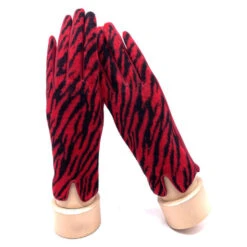 Gants Avec Imprimé à Rayures Design Zébré Rouge -Accessoires De Mode pdtimg 4648402hd