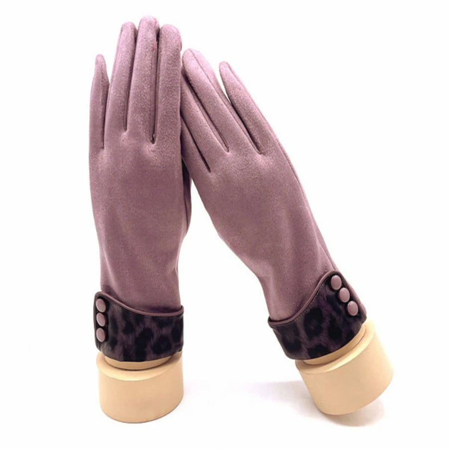 Gants à Motif Façon Poulain Avec 3 Petits Boutons Parme 5 Gants à Motif Façon Poulain Avec 3 Petits Boutons Parme – Image 3