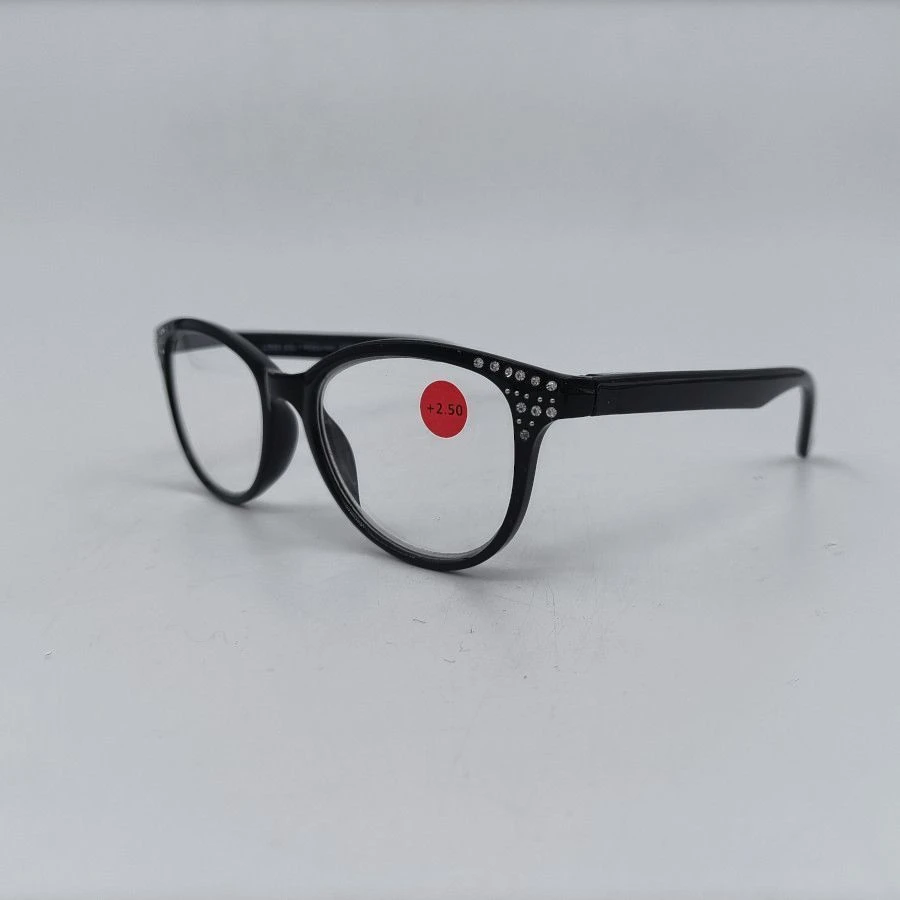 Lunettes De Vue Ovale Rond En Plastique Noir Avec Strass 4 Lunettes De Vue Ovale Rond En Plastique Noir Avec Strass – Image 2