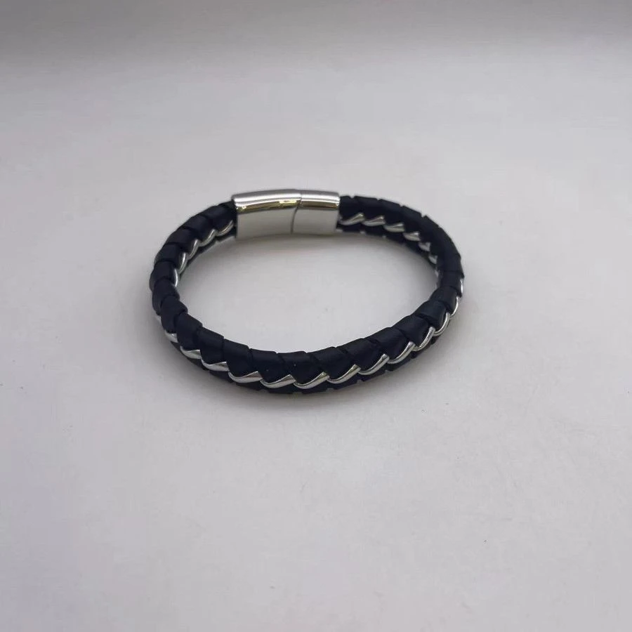 Bracelet Homme Fabriqué En Vrai Cuir Avec Fermoir Acier 4 Bracelet Homme Fabriqué En Vrai Cuir Avec Fermoir Acier – Image 2