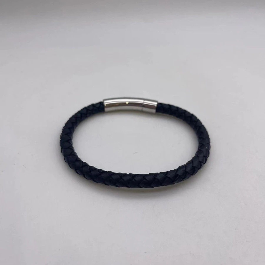 Bracelet Homme Fabriqué En Vrai Cuir Avec Fermoir Acier 5 Bracelet Homme Fabriqué En Vrai Cuir Avec Fermoir Acier – Image 3