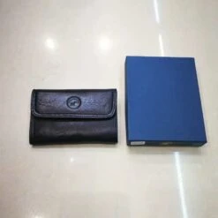 Porte Monnaie à Pression Fait En Cuir De Vachette Bleu -Accessoires De Mode pdtimg 4684268hd