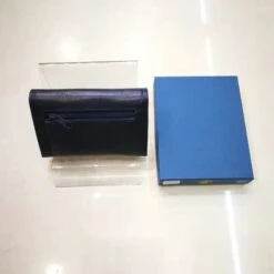 Porte Monnaie à Pression Fait En Cuir De Vachette Bleu -Accessoires De Mode pdtimg 4684270hd