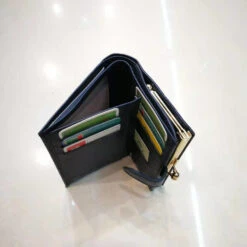 Porte Monnaie Cuir Style Dos à Dos Avec Fermoir Métal Et Pression Bleu -Accessoires De Mode pdtimg 4684288hd