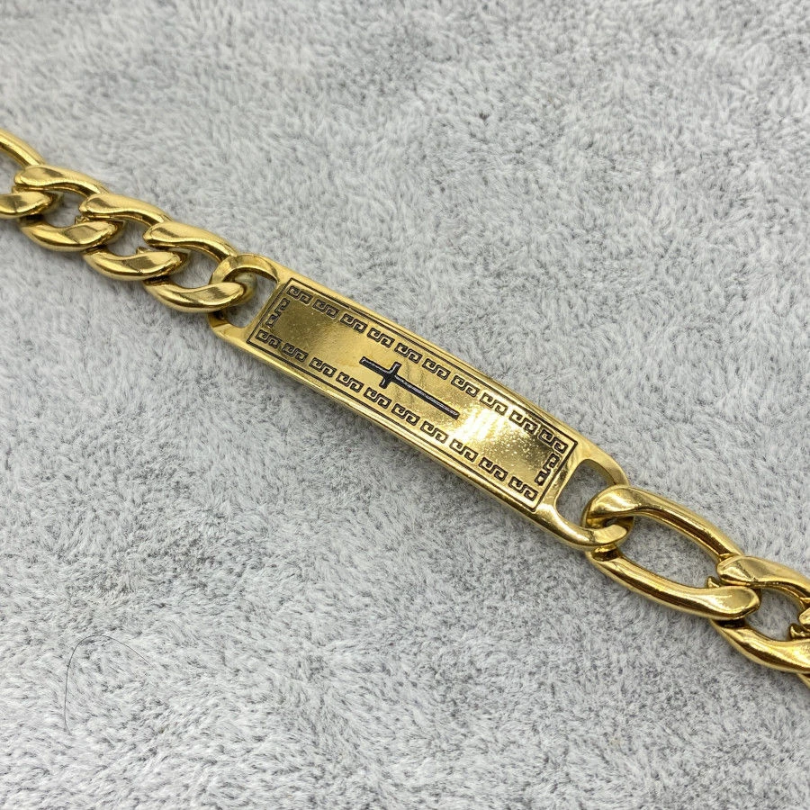 Bracelet En Acier Doré Avec Barrette Rectangle Gravée 7 Bracelet En Acier Doré Avec Barrette Rectangle Gravée – Image 5