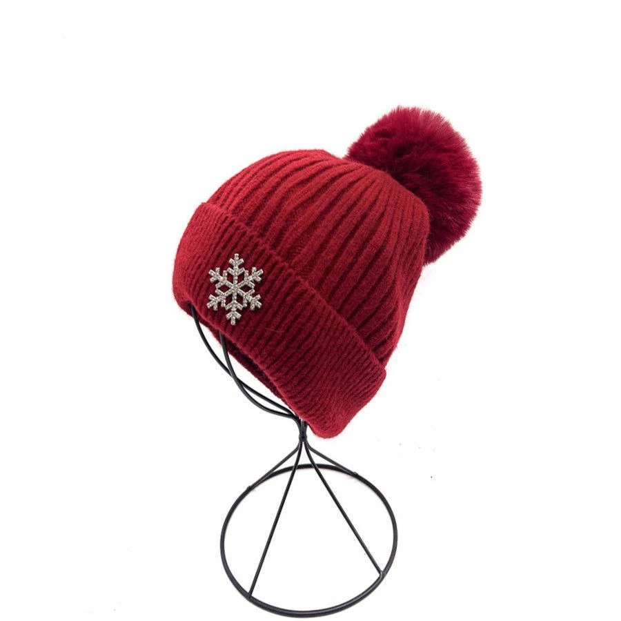 Bonnet Côtelé à Détail Flocon De Neige Avec Pompon Coloris MIX 5 Bonnet Côtelé à Détail Flocon De Neige Avec Pompon Coloris MIX – Image 3