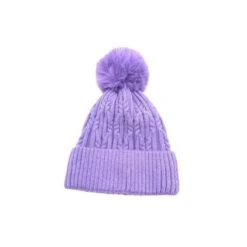 Bonnet à Motif Torsadé Et Pompon Avec Revers Coloris MIX -Accessoires De Mode pdtimg 4799459hd