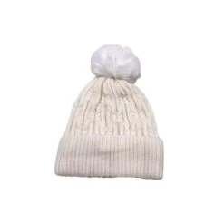 Bonnet à Motif Torsadé Et Pompon Avec Revers Coloris MIX -Accessoires De Mode pdtimg 4799462hd