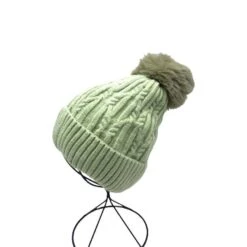 Bonnet à Motif Torsadé Et Pompon Avec Revers Coloris MIX -Accessoires De Mode pdtimg 4799469hd
