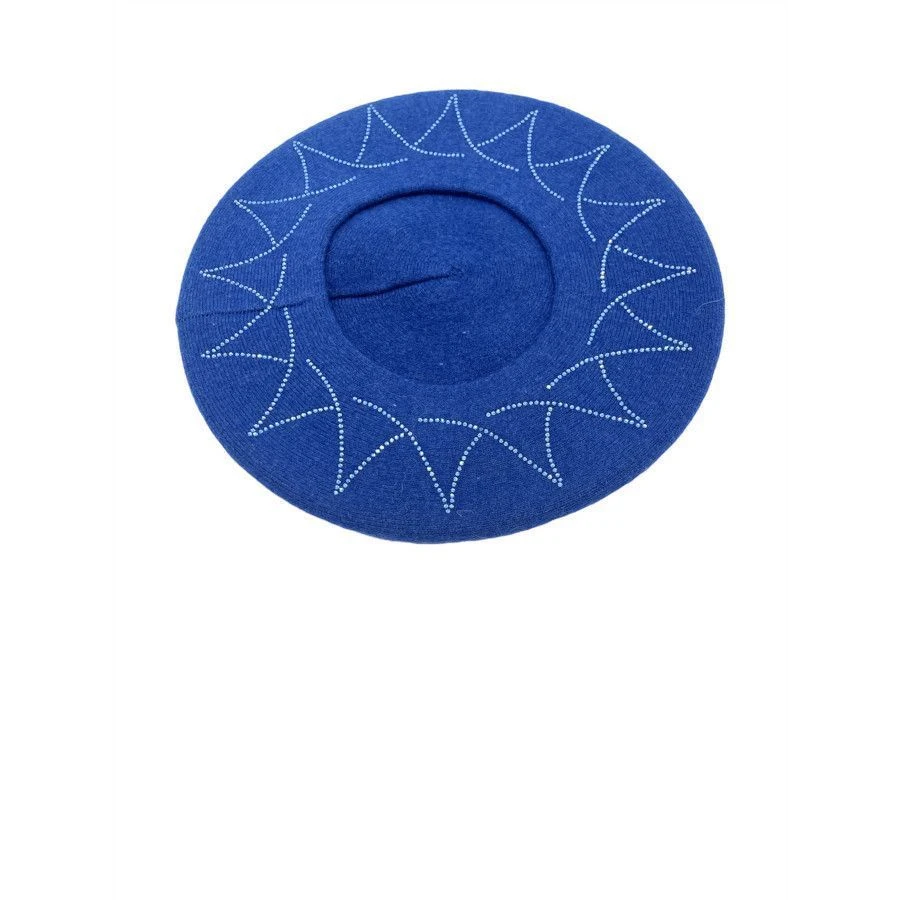 Béret En Viscose Avec Mélange Bleu Bordé à Strass 5 Béret En Viscose Avec Mélange Bleu Bordé à Strass – Image 3