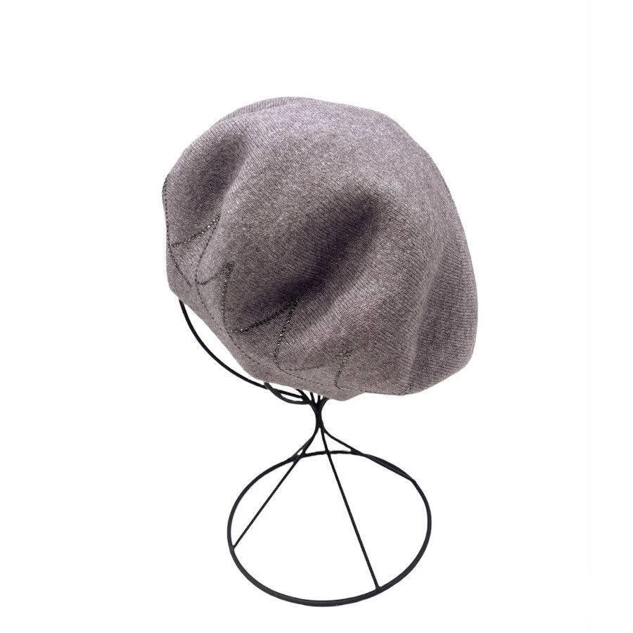 Béret En Viscose Avec Mélange Gris Bordé à Strass 7 Béret En Viscose Avec Mélange Gris Bordé à Strass – Image 5