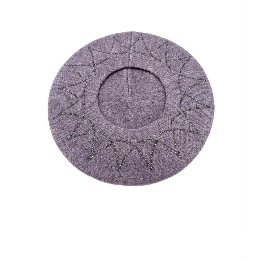 Béret En Viscose Avec Mélange Gris Bordé à Strass 6 Béret En Viscose Avec Mélange Gris Bordé à Strass – Image 4