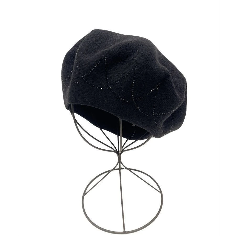 Béret En Viscose Avec Mélange Noir Bordé à Strass 4 Béret En Viscose Avec Mélange Noir Bordé à Strass – Image 2